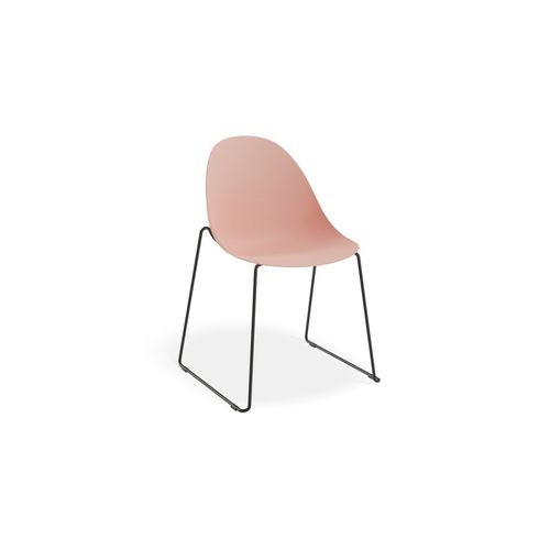 Pebble Chair Soft Pink with Shell Seat - Sled Stackable Base - Black