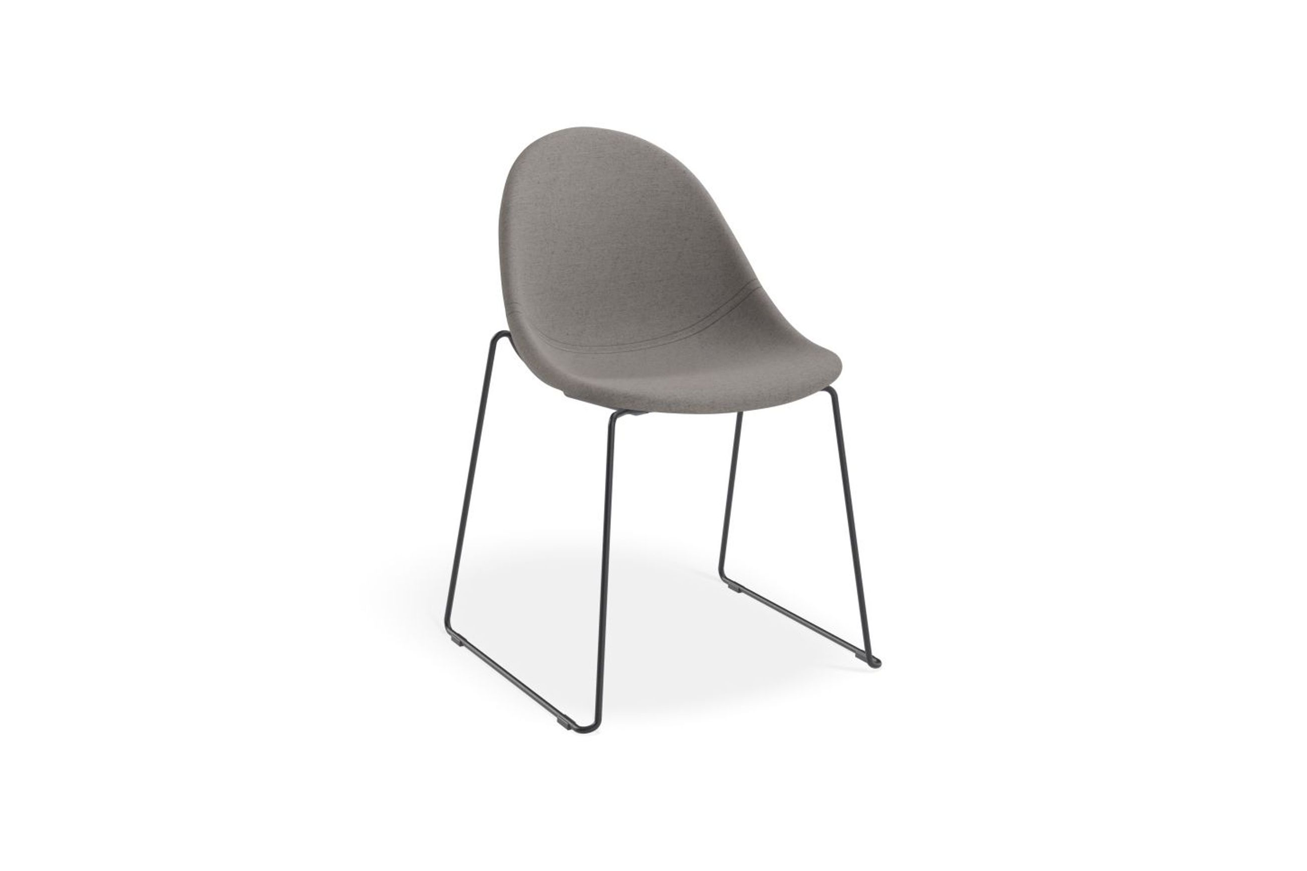 Pebble Fabric Dark Grey Upholstered Chair - Swivel Base w Castors - Black