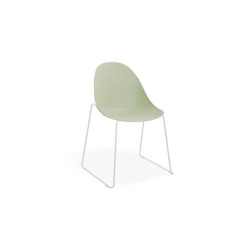 Pebble Chair Mint Green with Shell Seat - 4 Post Stackable  Base - White