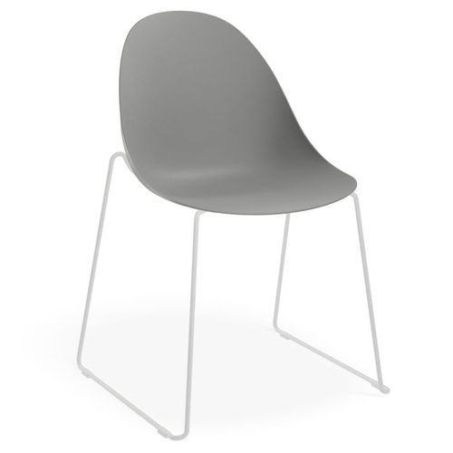 Pebble Chair Grey with Shell Seat - Sled Stackable Base - White