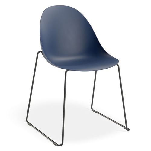 Pebble Chair Navy Blue with Shell Seat - Natural Beechwood Base