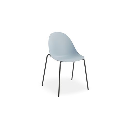 Pebble Chair Pale Blue with Shell Seat - 4 Post Stackable - Black