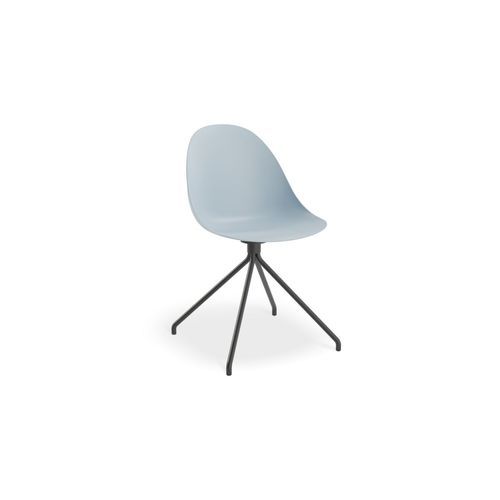 Pebble Chair Pale Blue with Shell Seat - Pyramid Fixed Base - Black