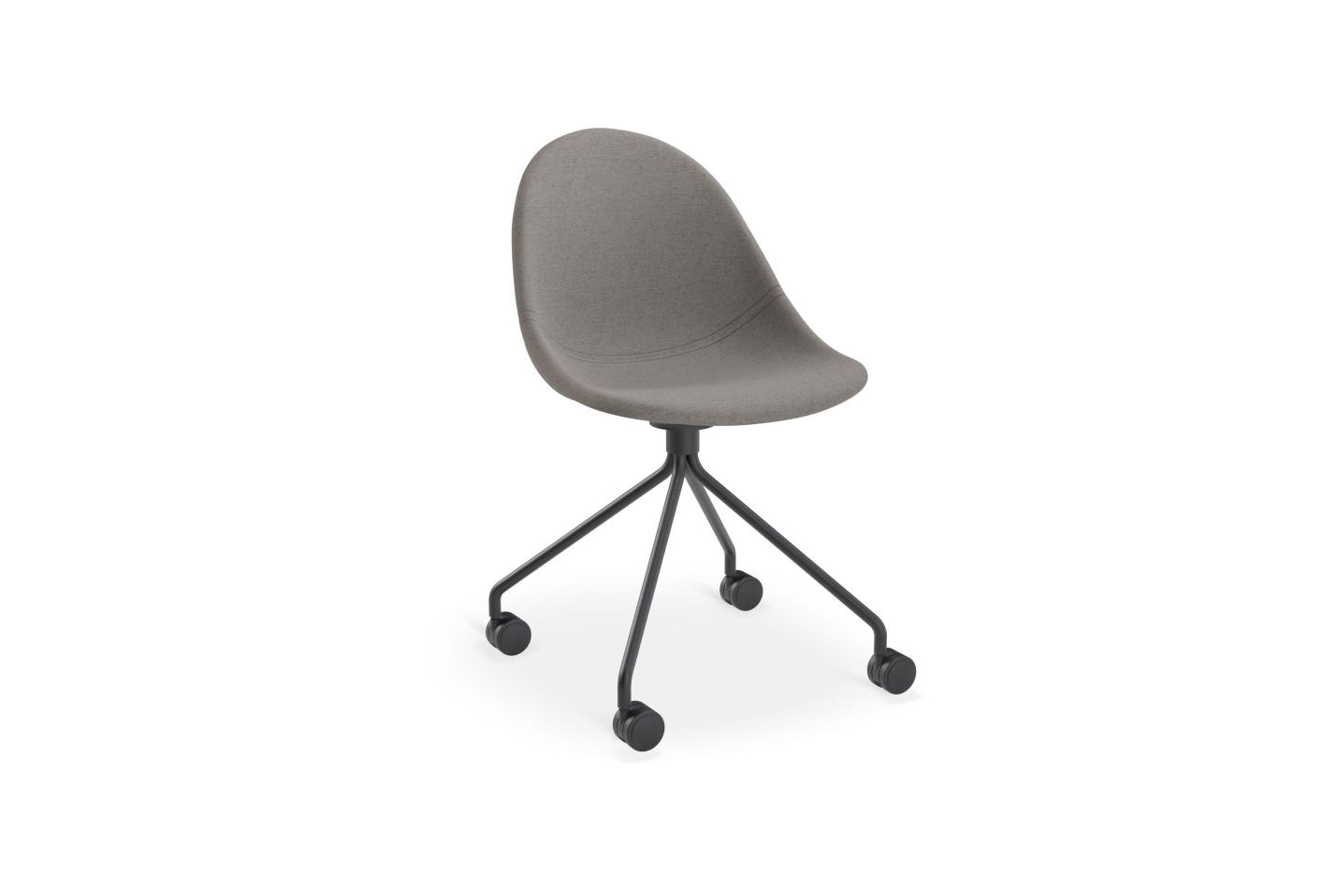 Pebble Fabric Dark Grey Upholstered Chair - Swivel Base - Black