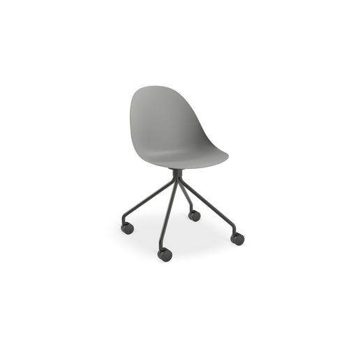 Pebble Chair Grey Shell Seat -Pyramid Base with Castors