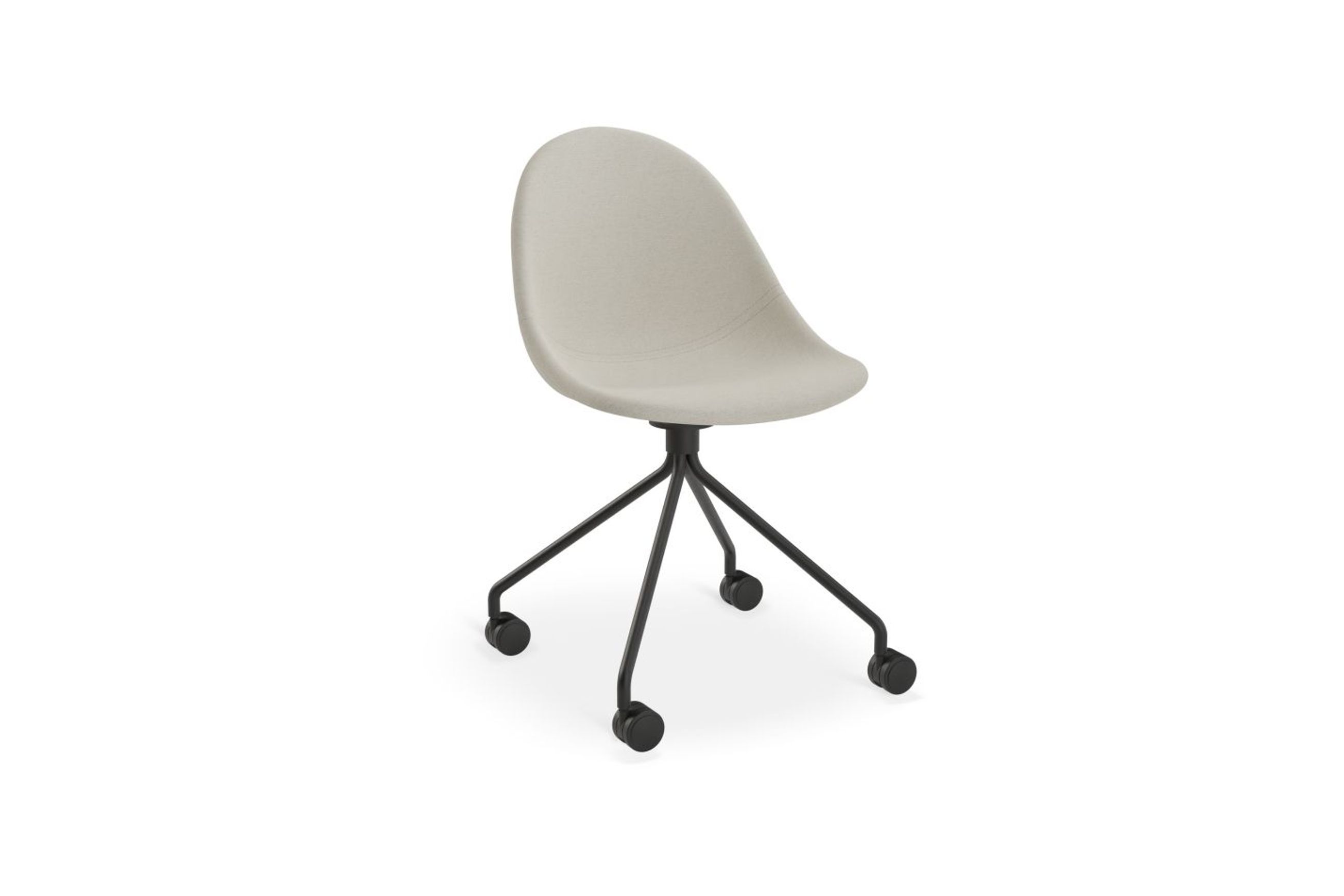 Pebble Fabric Light Grey Upholstered Chair - 4 Post - Black
