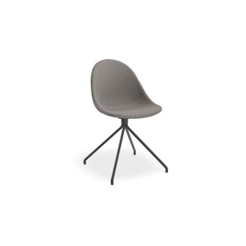 Pebble Fabric Dark Grey Upholstered Chair - Pyramid Fixed Base - Black
