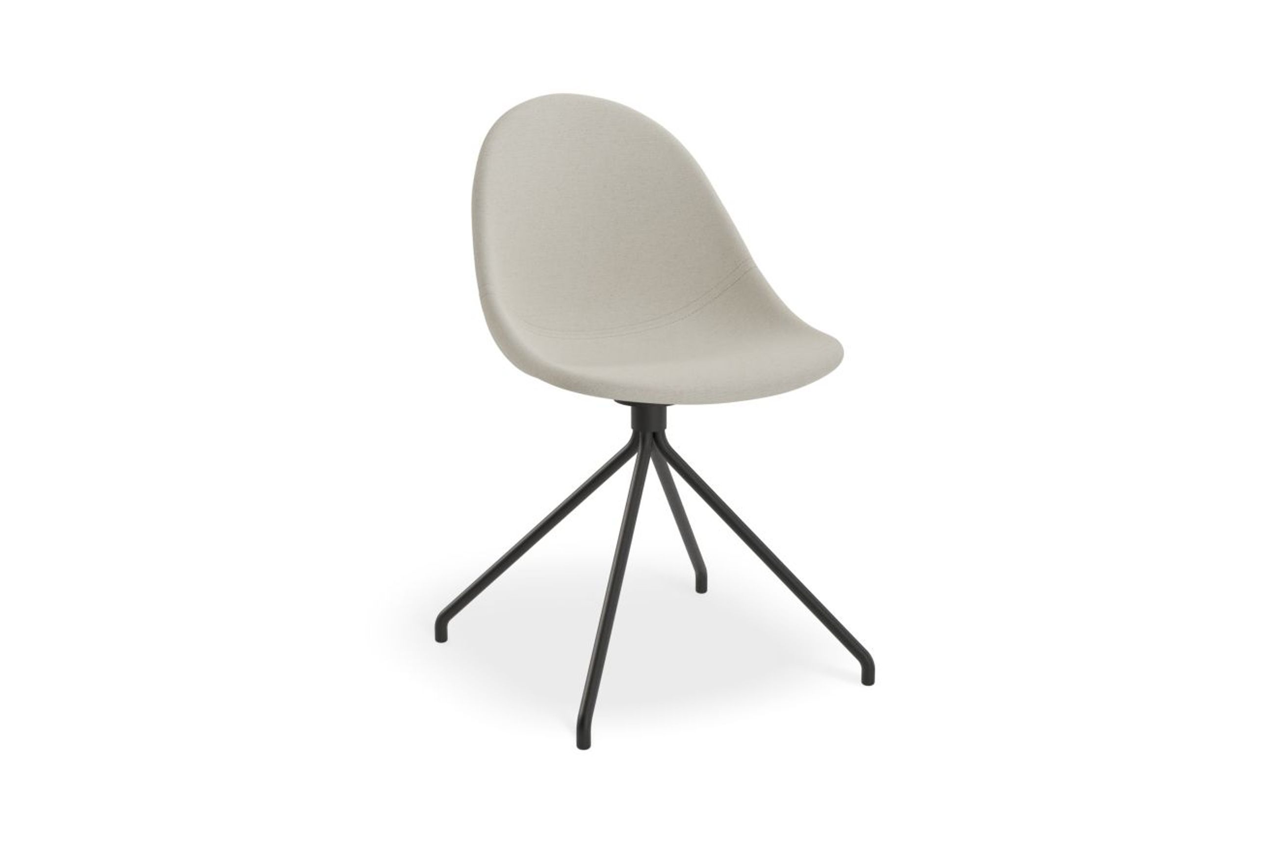Pebble Fabric Light Grey Upholstered Chair - Sled Base - Black