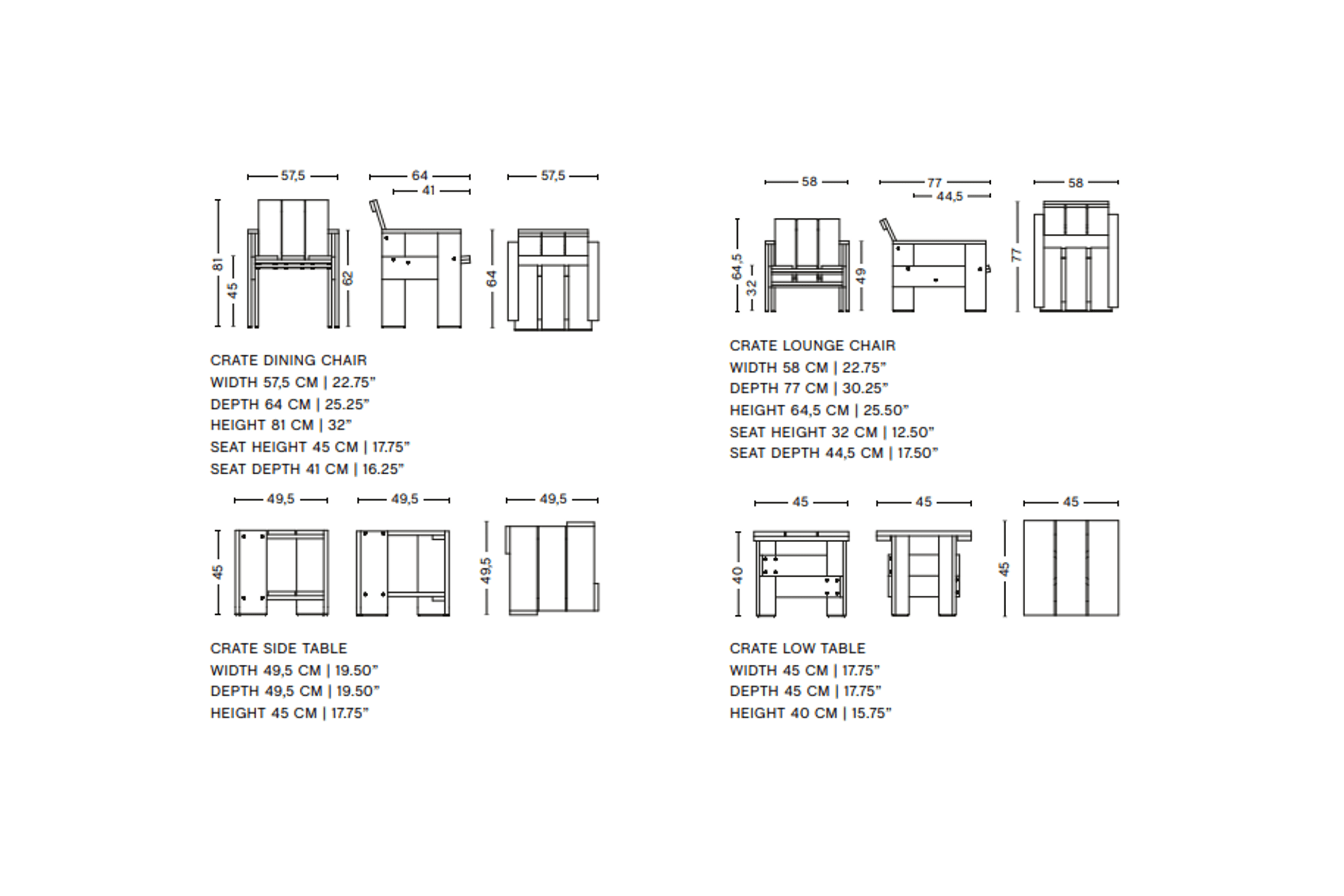 Crate Dining Chair dimensions