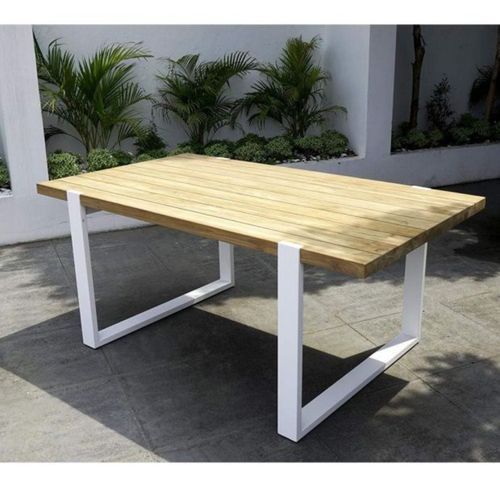 Tulum 1.8m Outdoor Teak & White Aluminium Dining Table