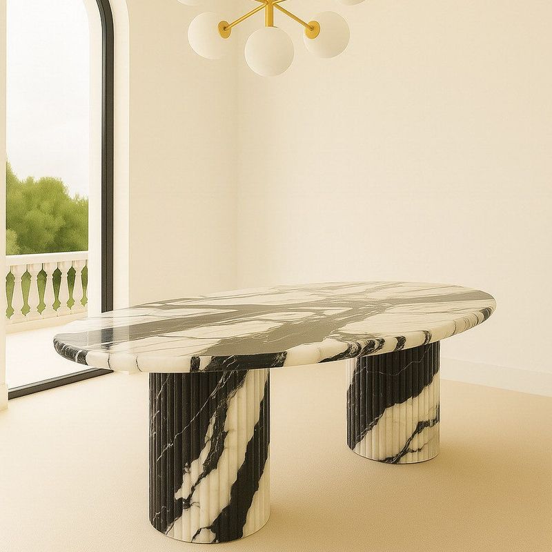 Oval Dining Table - Panda Marble