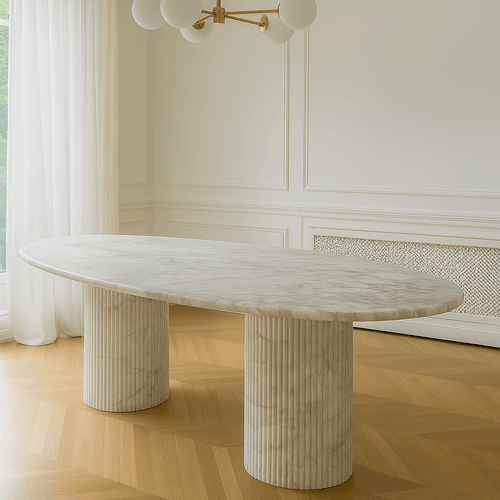 Oval Dining Table - Carrara Marble