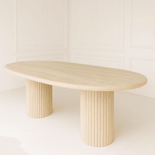 Oval Dining Table - Vein Cut Travertine