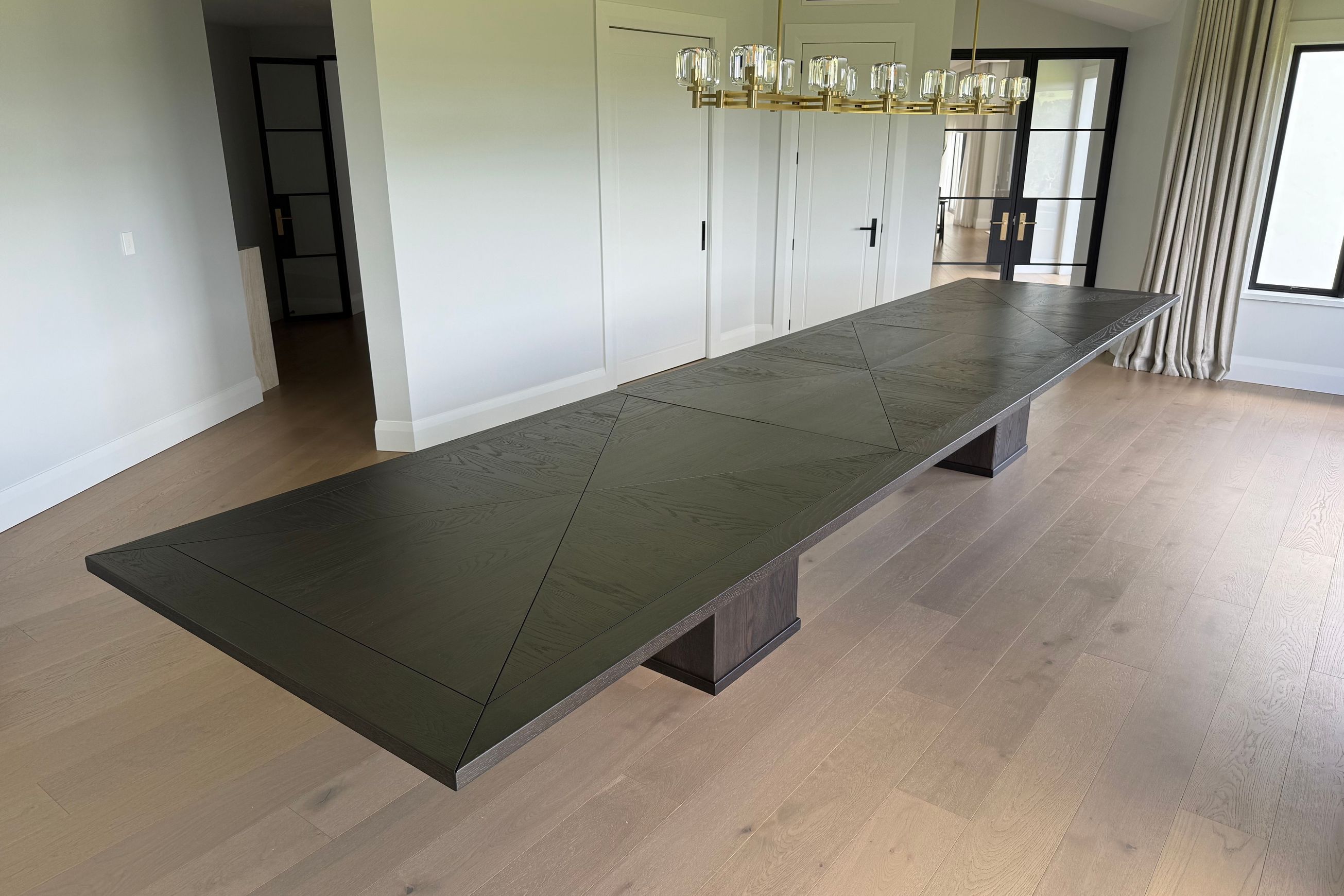 Extending Gathering Table — Stained Oak Wood