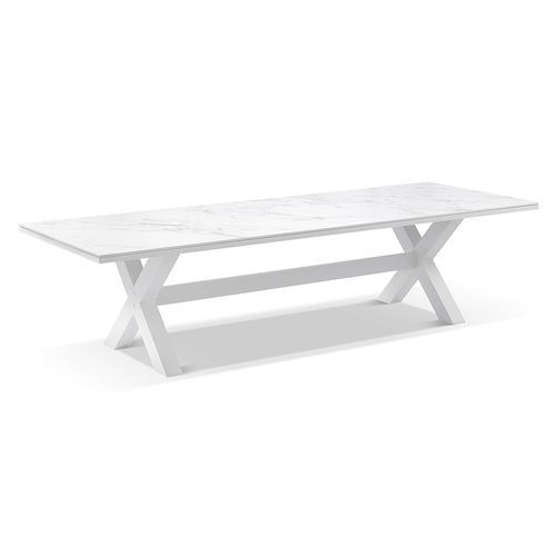 Kansas Outdoor Ceramic 3m White Aluminium Dining Table