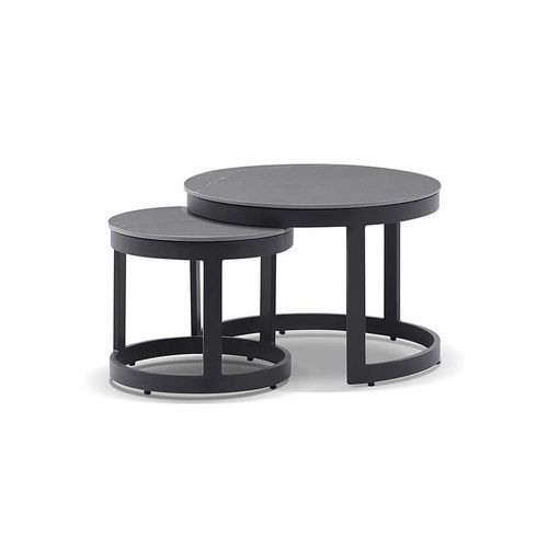 Hugo Round Ceramic  and Aluminium Coffee Table Set