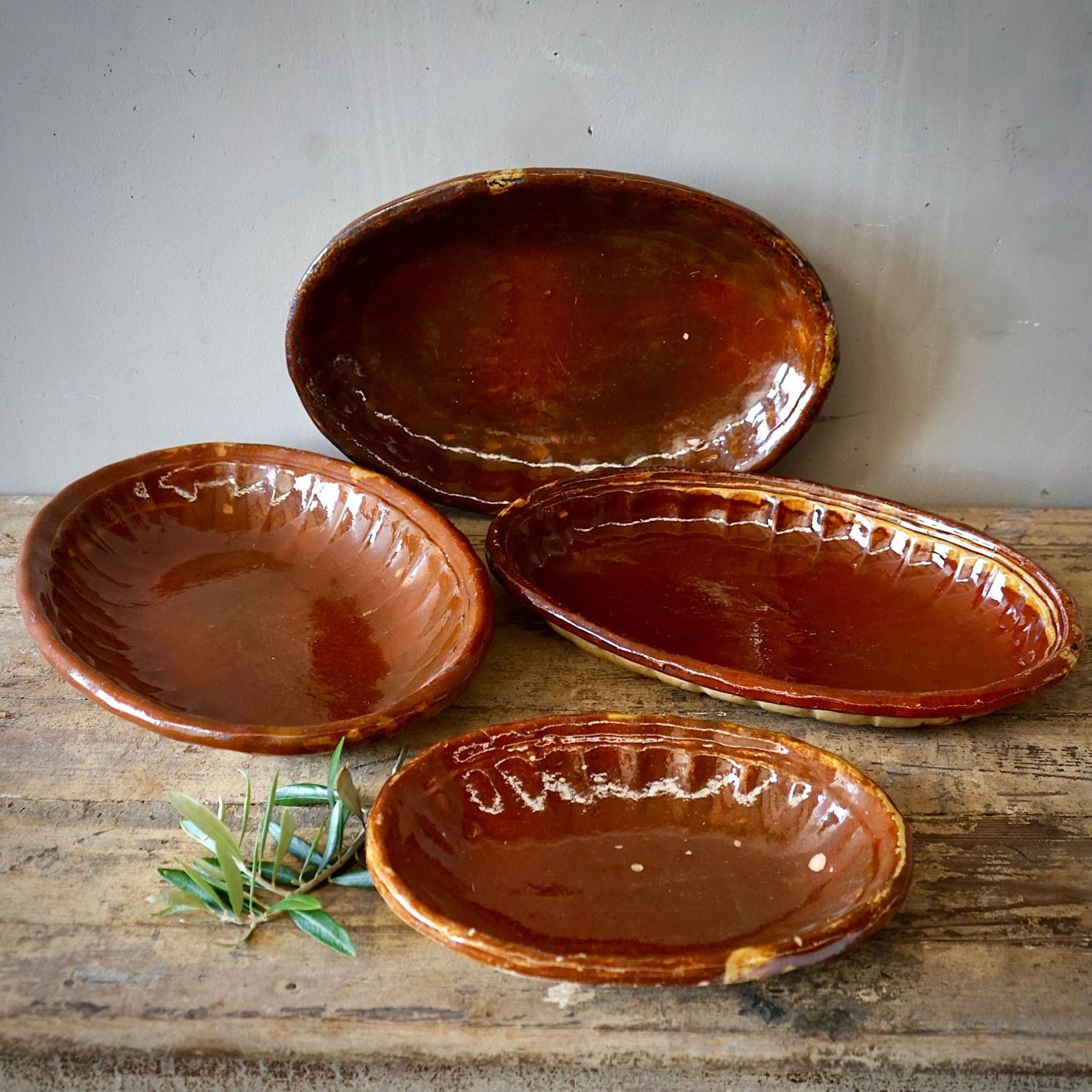 French Antique Earthenware Dishes