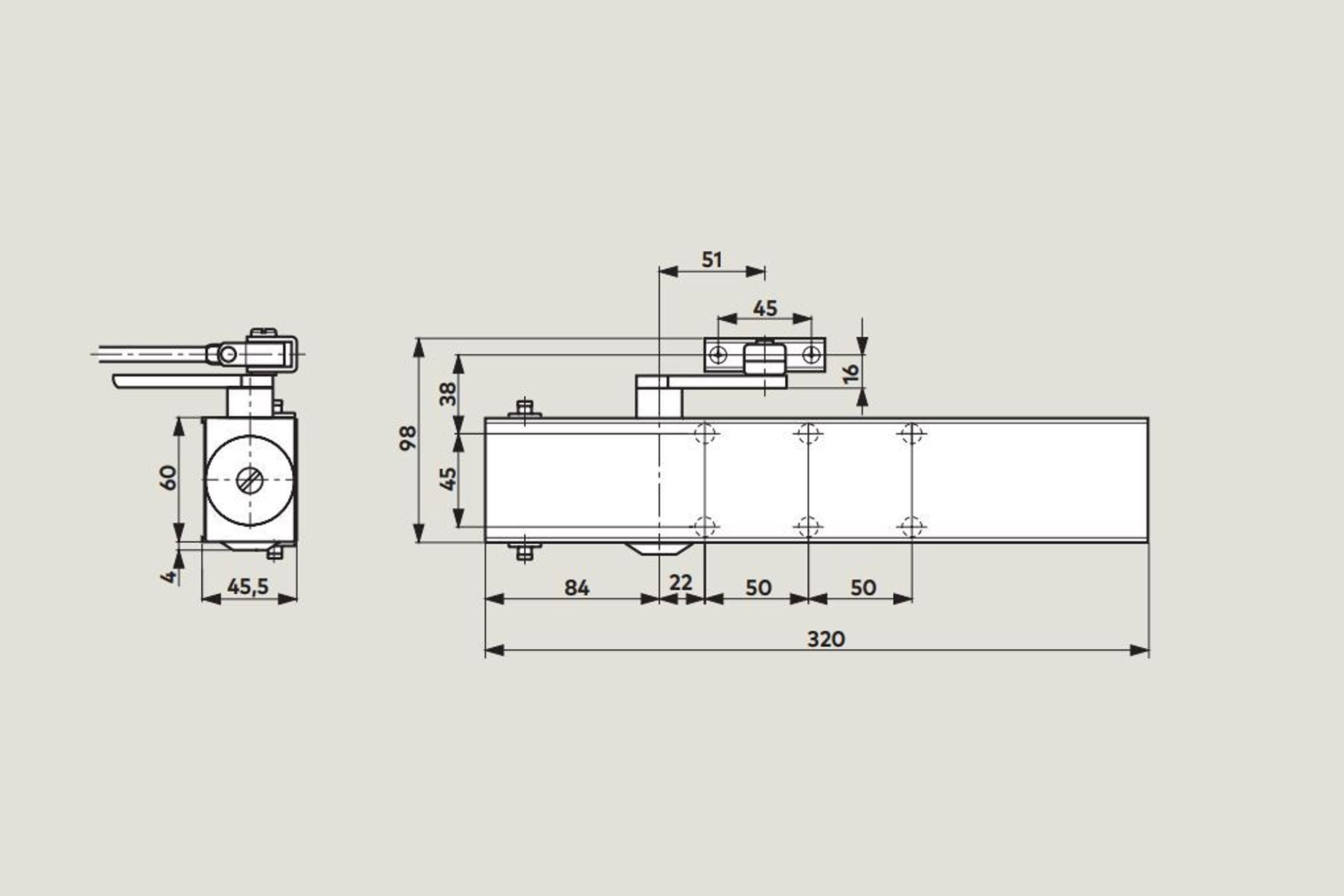 Dorma TS73EMF EN4 Door Closer Electro Magnetic Hold Open Body Only 53010101