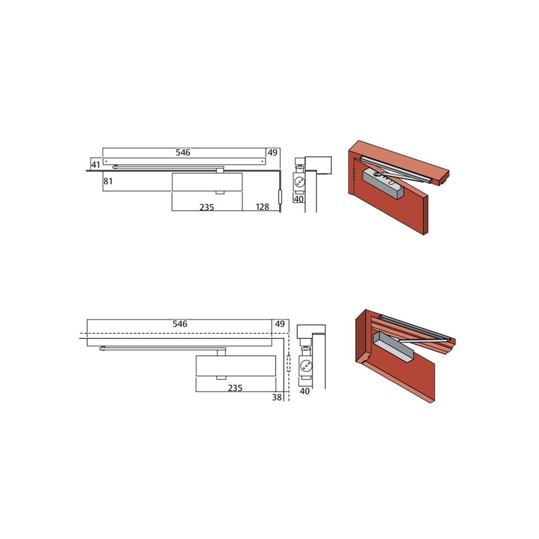 Lockwood 724SR EN2-4 Slide Arm Door Closer Fire Rated Silver 724SRSIL