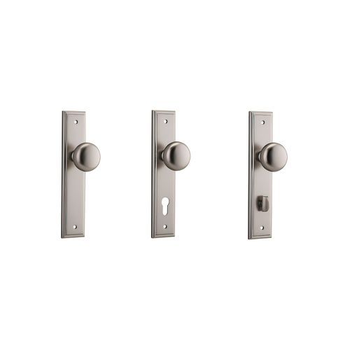 Iver Cambridge Door Knob on Stepped Backplate Satin Nickel - Customise to your needs
