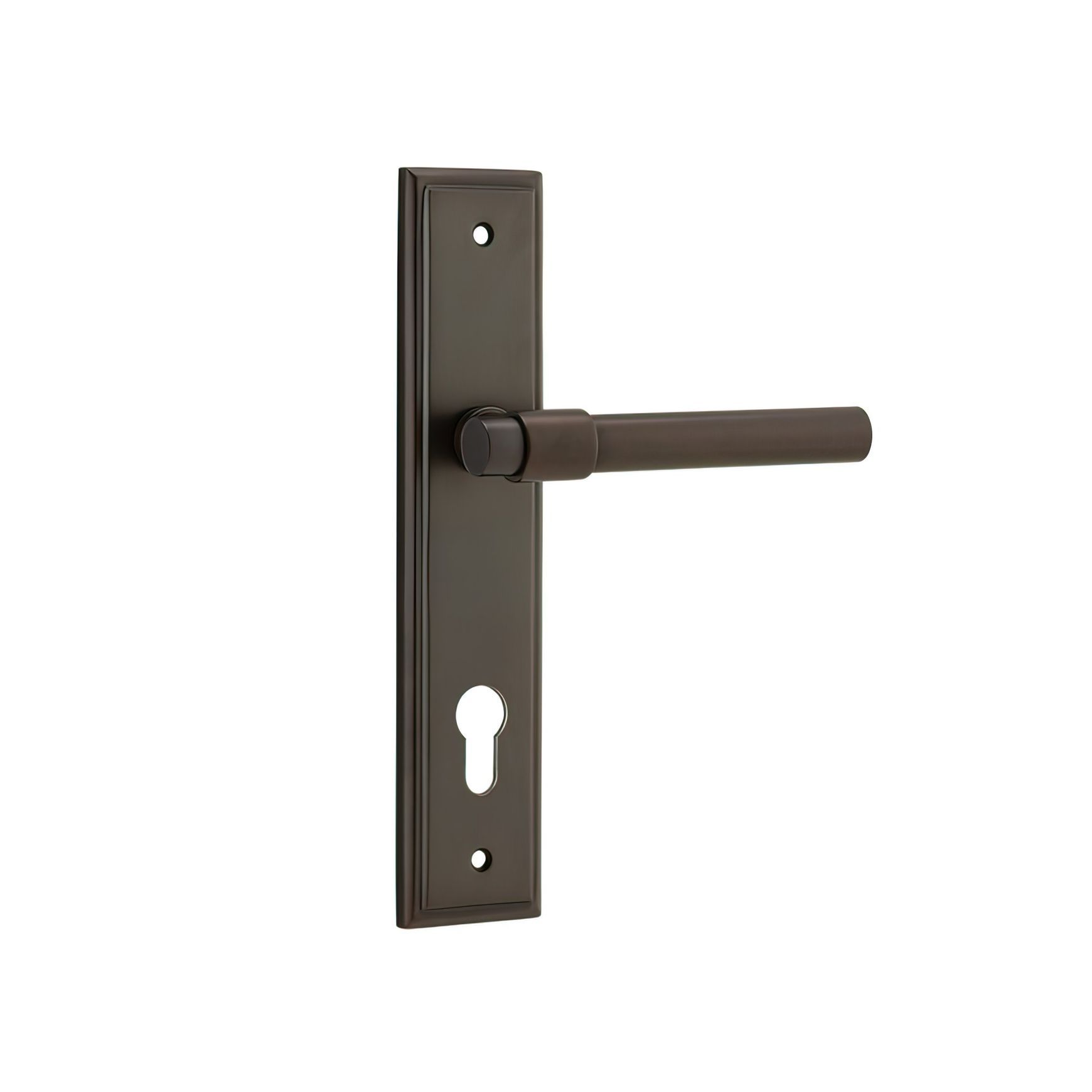 Iver Helsinki Door Lever on Stepped Backplate Signature Brass