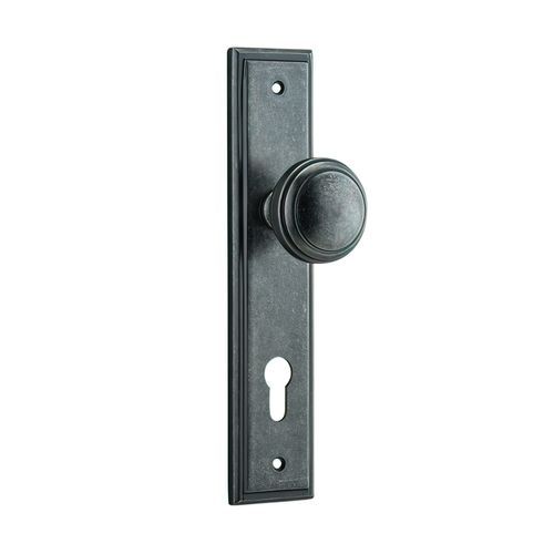Iver Paddington Door Knob Stepped Backplate Distressed Nickel