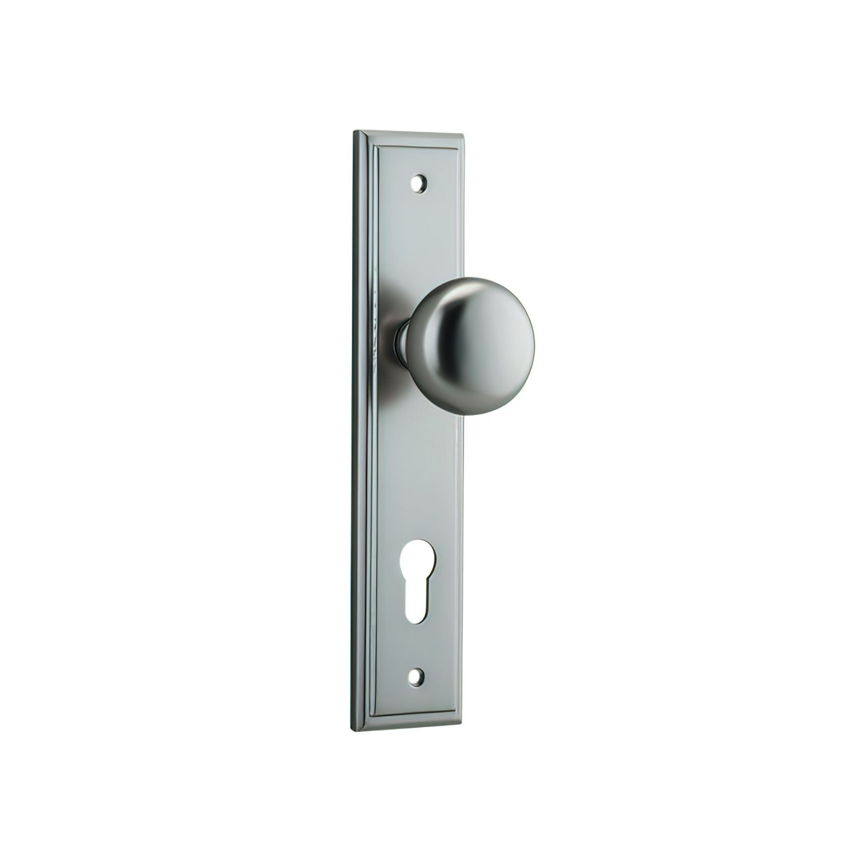 Iver Cambridge Door Knob on Stepped Backplate Satin Nickel - Customise to your needs