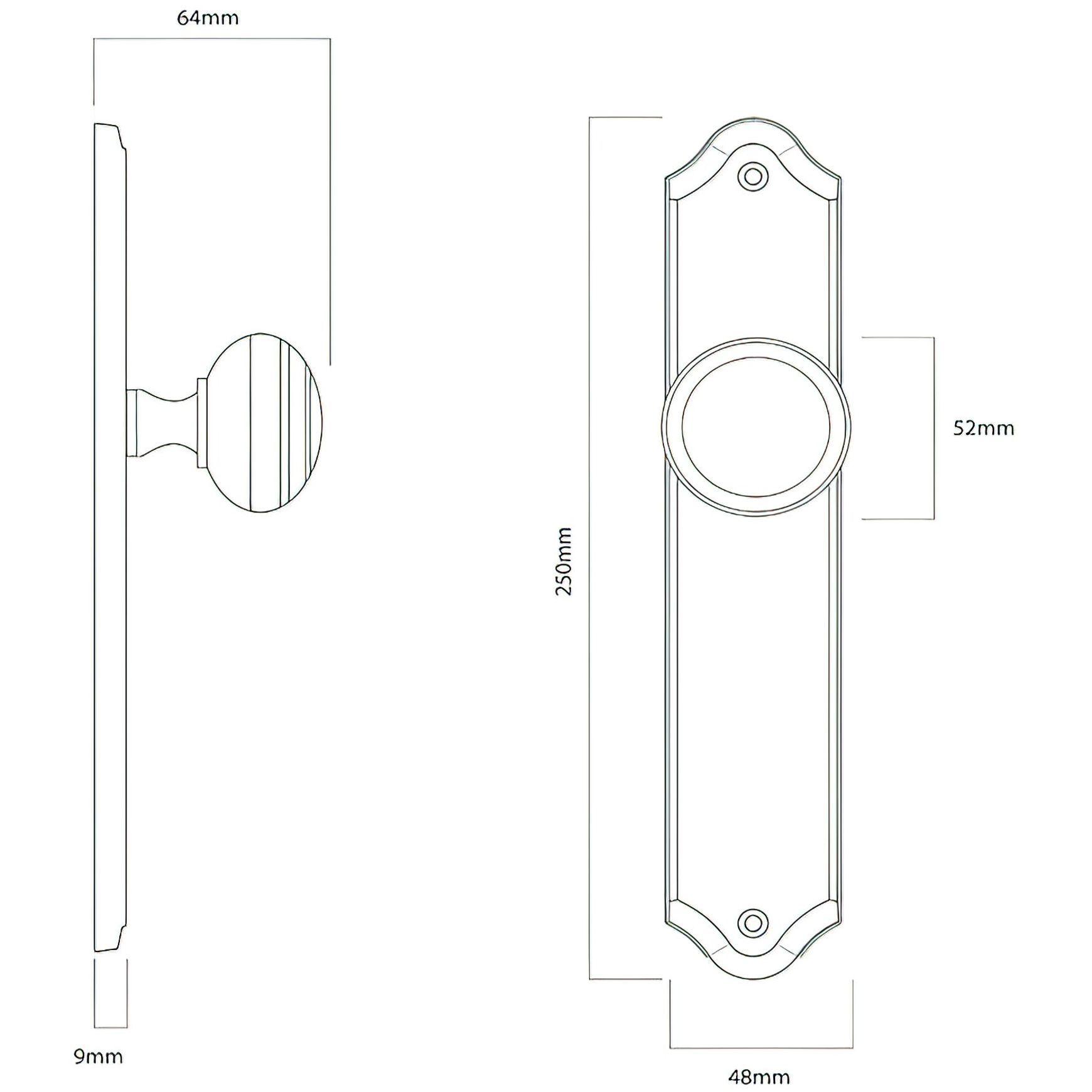 Iver Paddington Door Knob on Shouldered Backplate Signature Brass