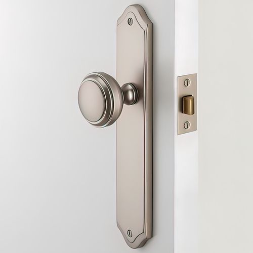 Iver Paddington Door Knob on Shouldered Backplate Satin Nickel - Customise to your needs