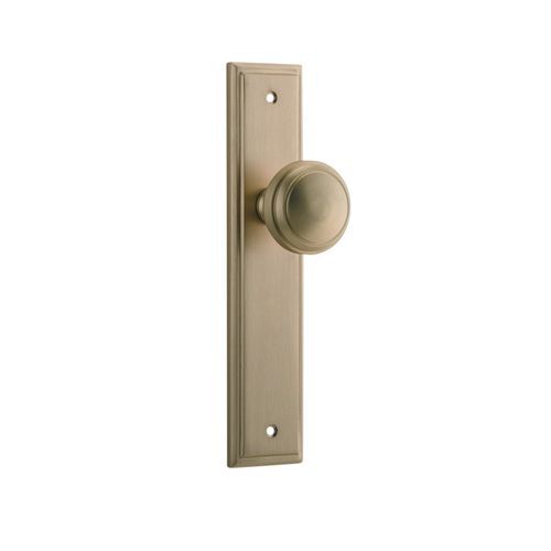 Iver Paddington Door Knob on Stepped Backplate Latch Brushed Brass 15338 - Customise to your need
