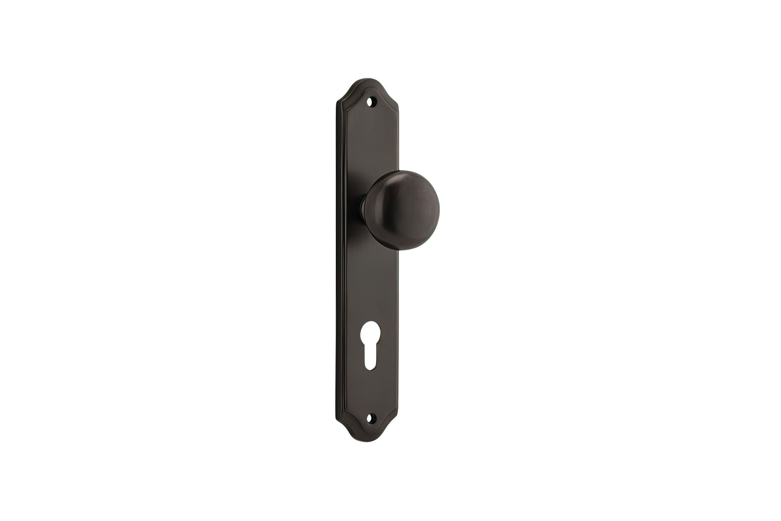 Iver Cambridge Door Knob on Shouldered Backplate Signature Brass