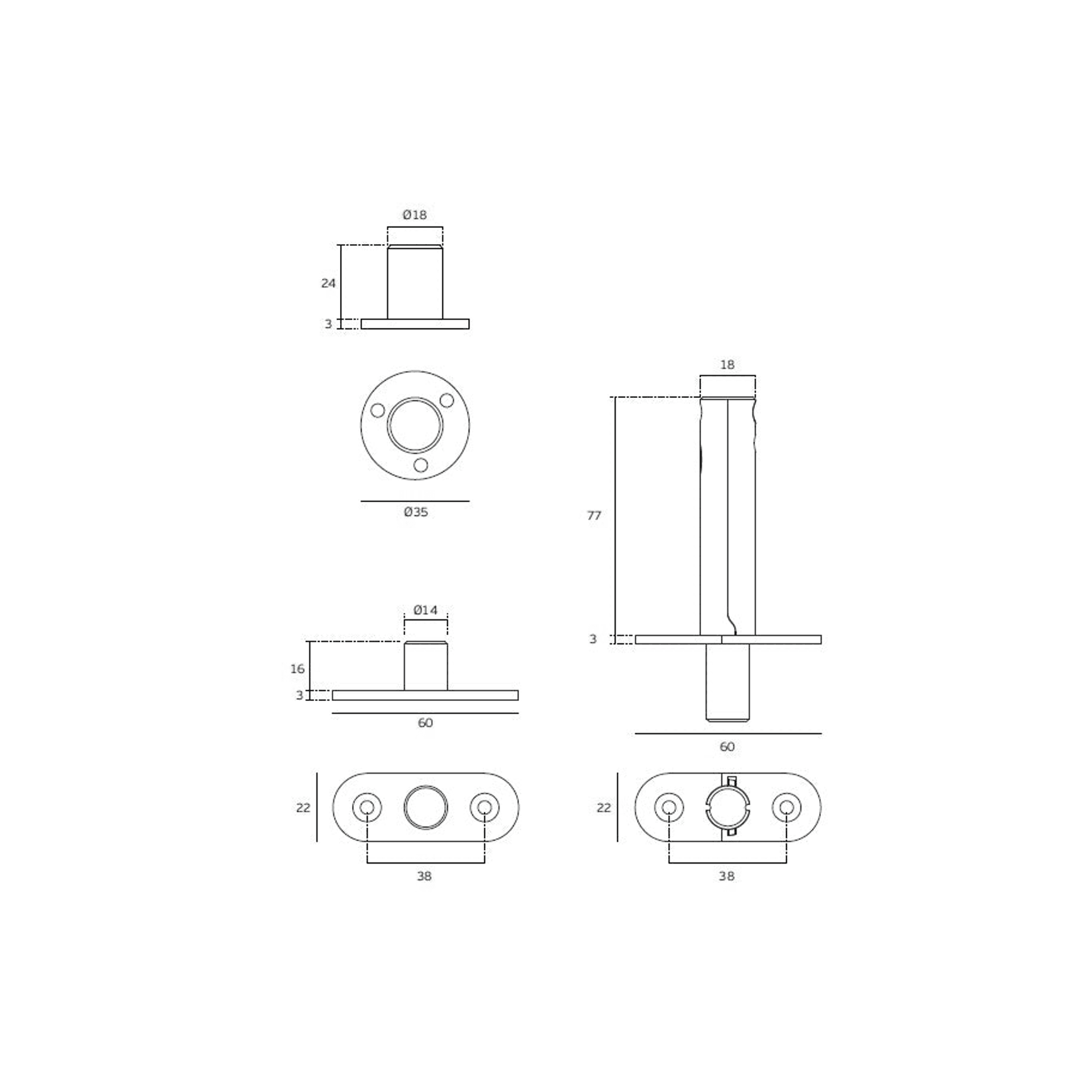 IN.05.208 Flush Hinge for Single or Double Action