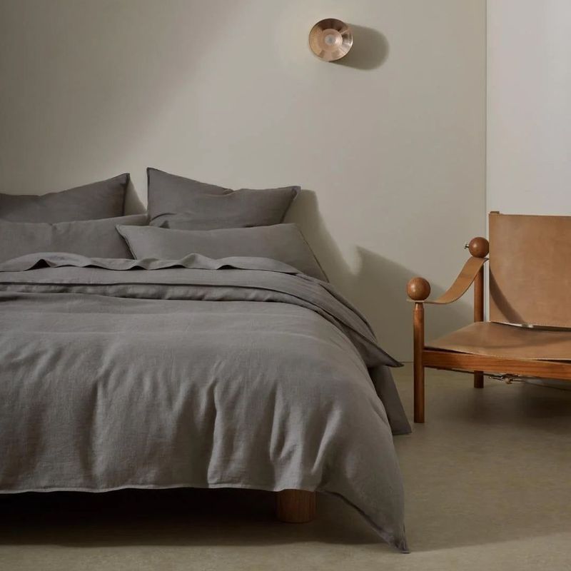 Ravello Linen Quilt Cover - Charcoal | Weave Home Bed Linen