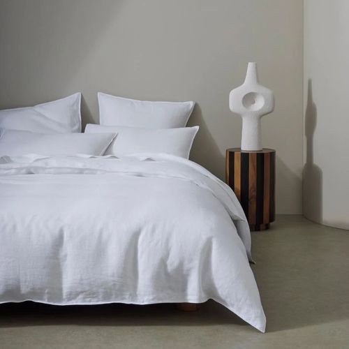 Ravello Linen Quilt Cover - White | Weave Home Bed Linen