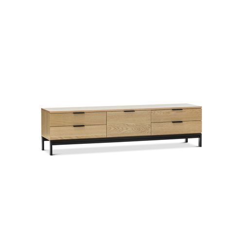 Macy Oak Entertainment Unit | Natural & Black