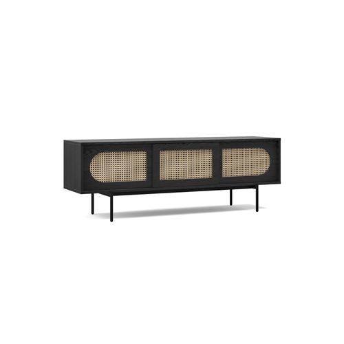 Fenton Woven Rattan Entertainment Unit | Black & Natural