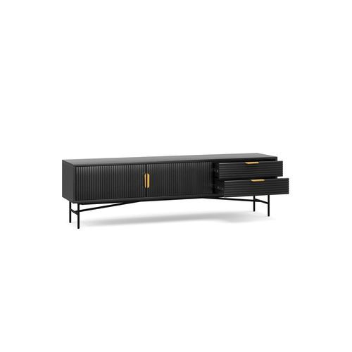 Kina Ripple Slatted TV Entertainment Unit | 180cm | Black Oak