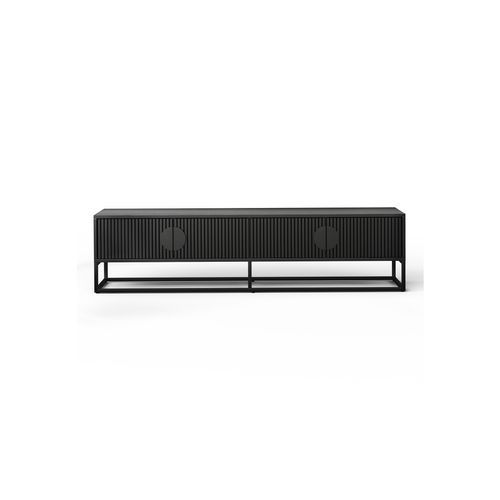 Braxton Ripple Slatted TV Entertainment Unit | 180cm | Black Oak