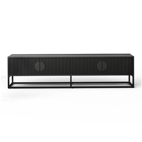 Braxton Ripple Slatted TV Entertainment Unit | 180cm | Black Oak