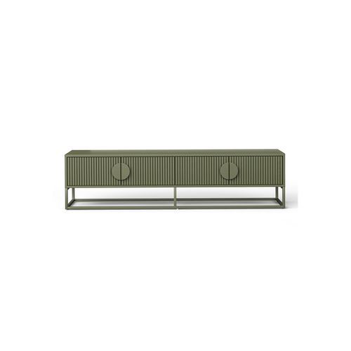 Braxton Ripple Slatted TV Entertainment Unit | 180cm | Olive Green