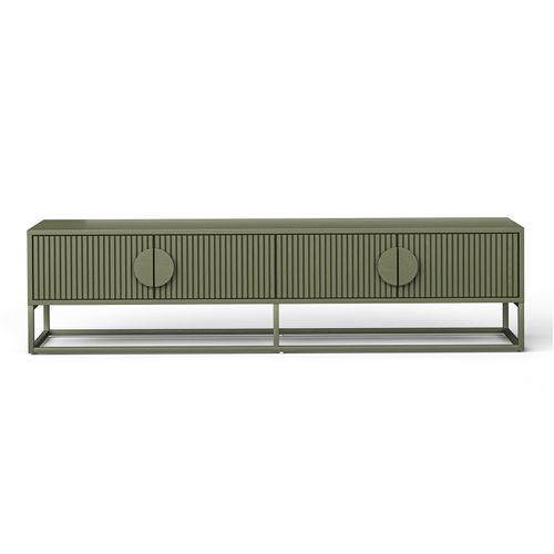 Braxton Ripple Slatted TV Entertainment Unit | 180cm | Olive Green