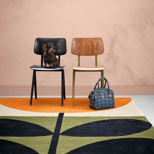 Orla Kiely Stem Rug - Black |  100% Wool Designer Floor Rug