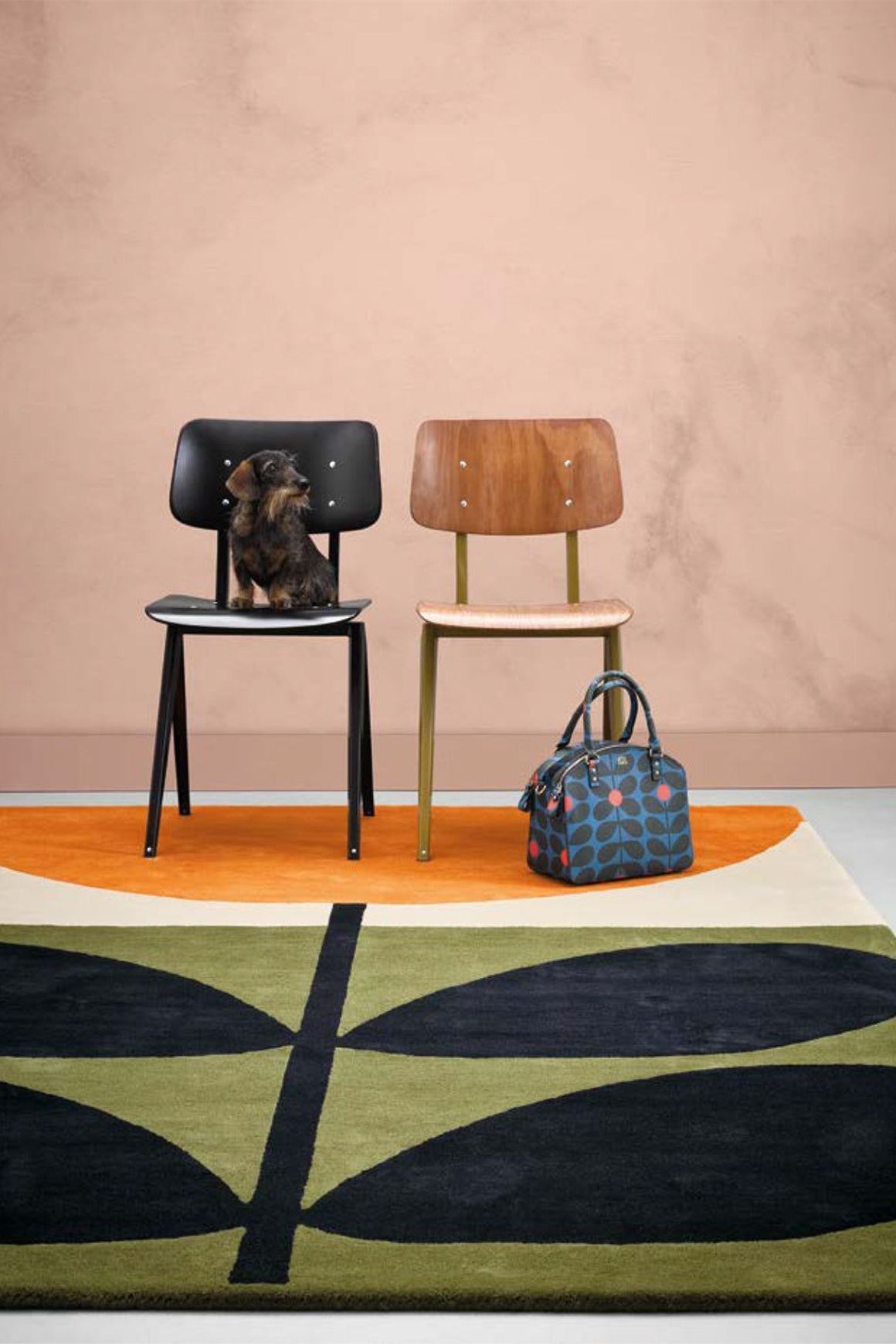 Orla Kiely Stem Rug - Black | 100% Wool Designer Floor Rug