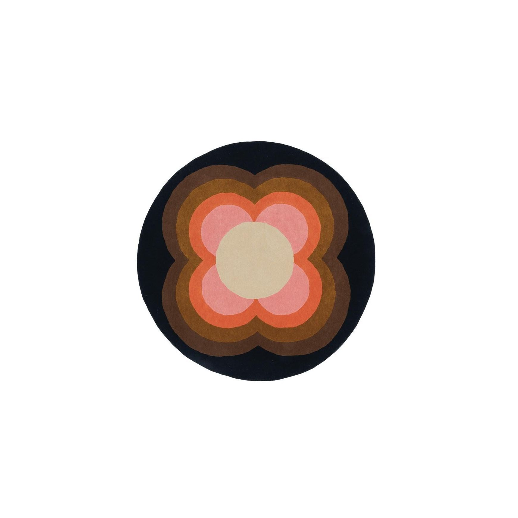 Orla Kiely Sunflower Round Rug - Pink | 100% Wool Designer Floor Rug