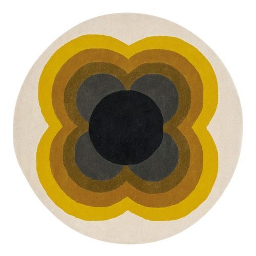 Orla Kiely Sunflower Rug - Yellow | 100% Wool Round Floor Rug