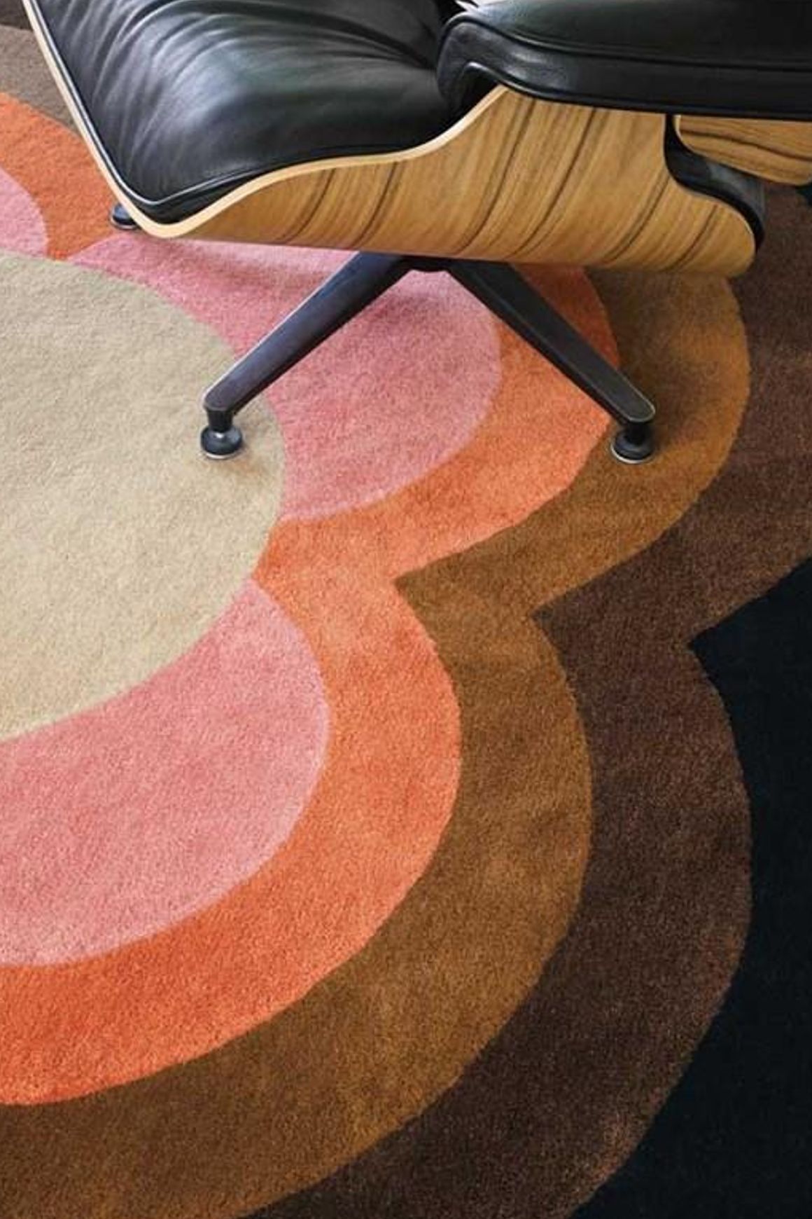 Orla Kiely Sunflower Round Rug - Pink | 100% Wool Designer Floor Rug