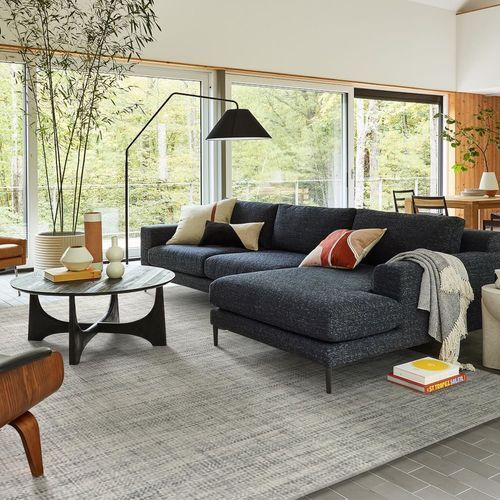 Mid-Century Heathered Basketweave Wool Rug