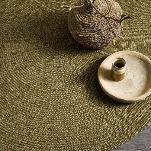 Baya Tairua Handbraided Circular Rug - Moss Green