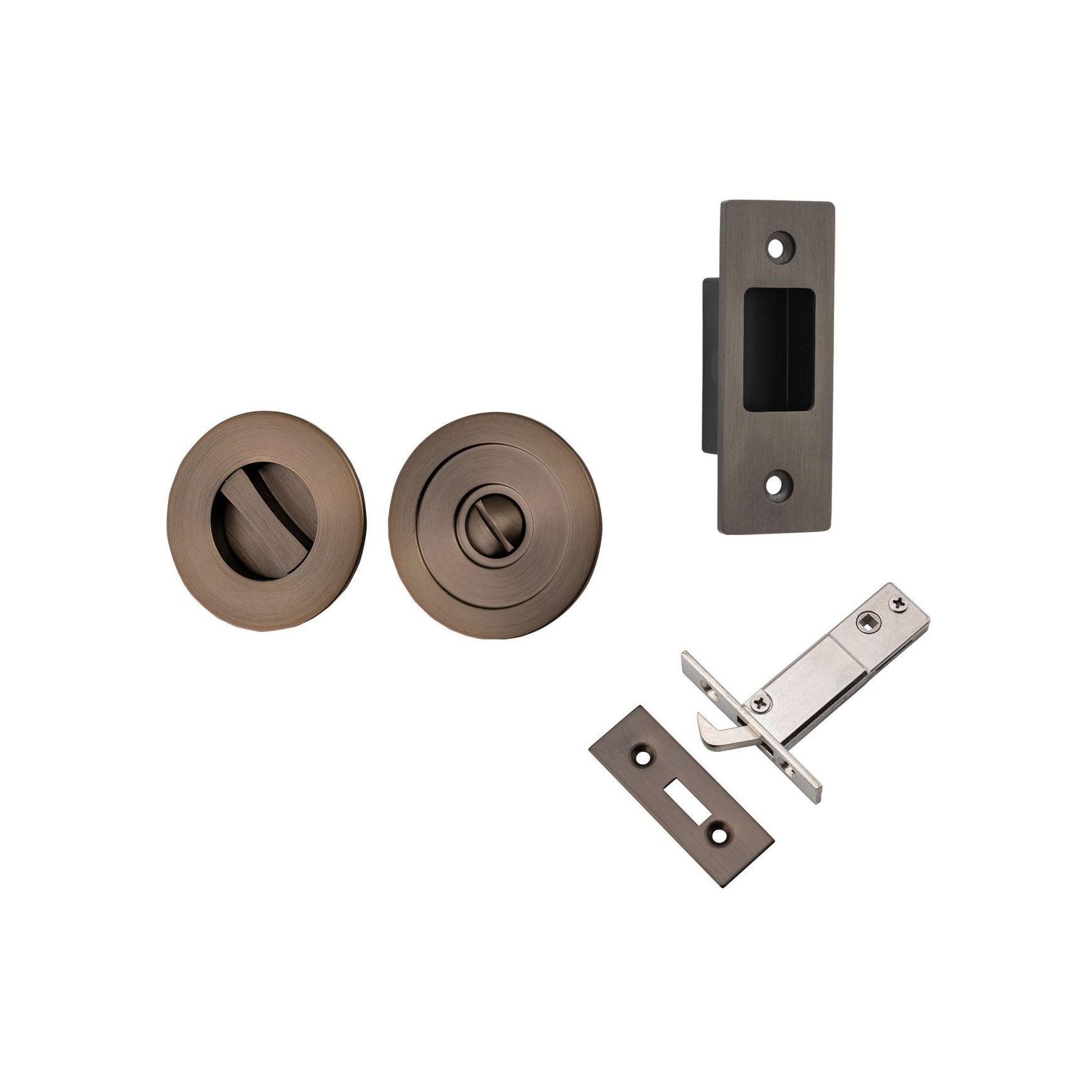 Iver Round Sliding Door Pull with Inbuilt Privacy Turn