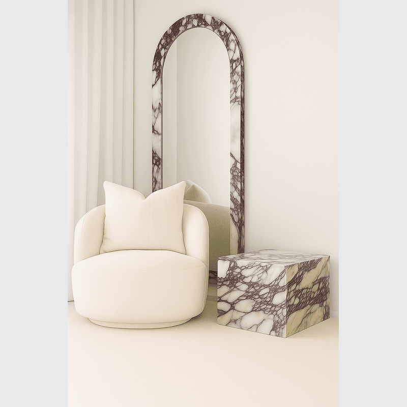 Crescent Arch Mirror - Italian Viola Calacatta